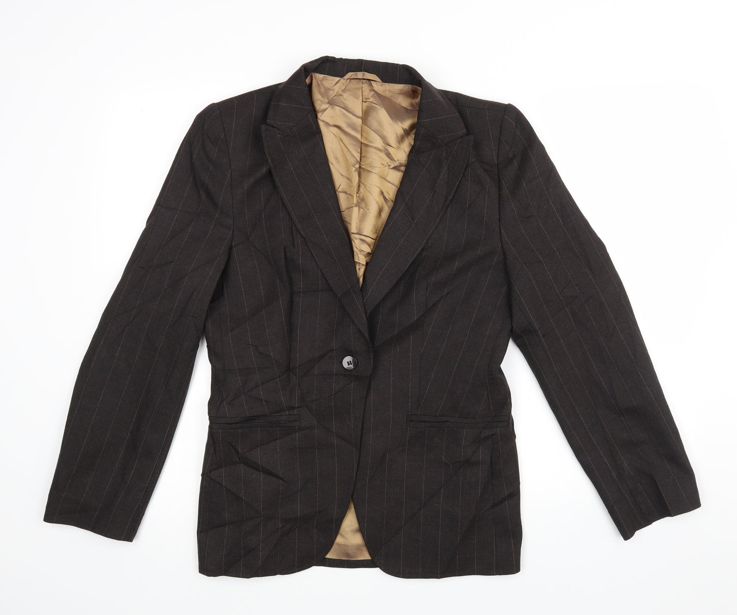 Nrxt Womens Brown Striped  Jacket Blazer Size 12