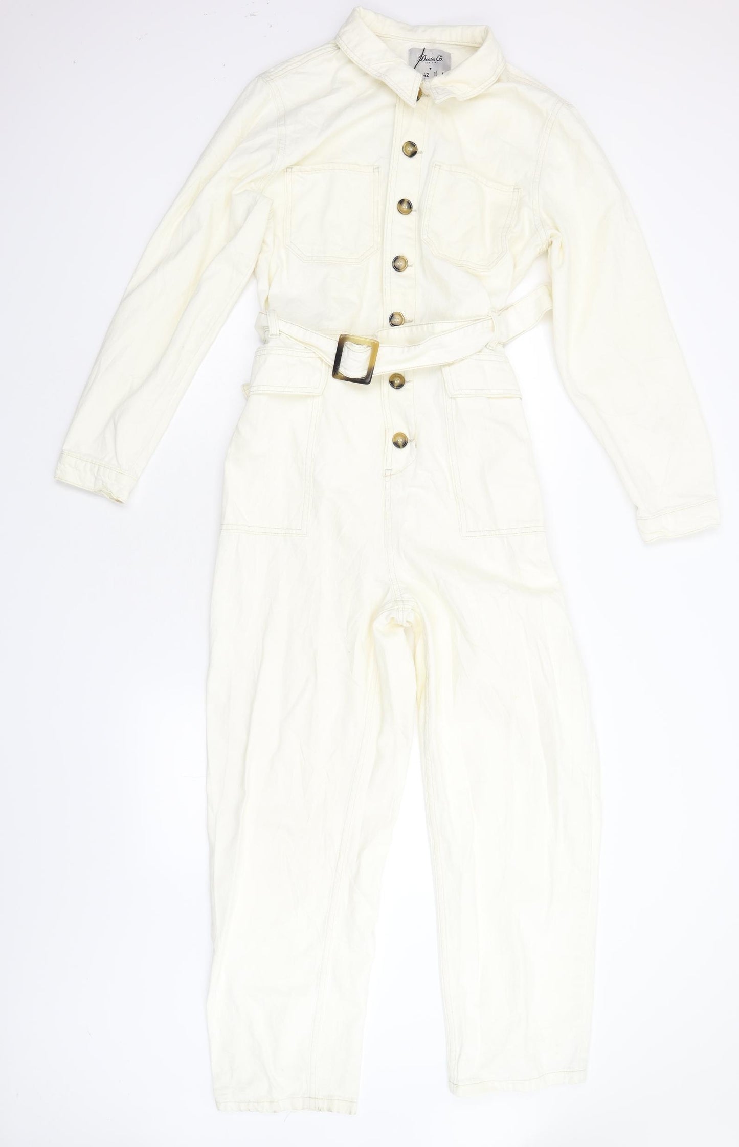 Primark Womens Ivory  Damask Jumpsuit One-Piece Size 14 L27 in