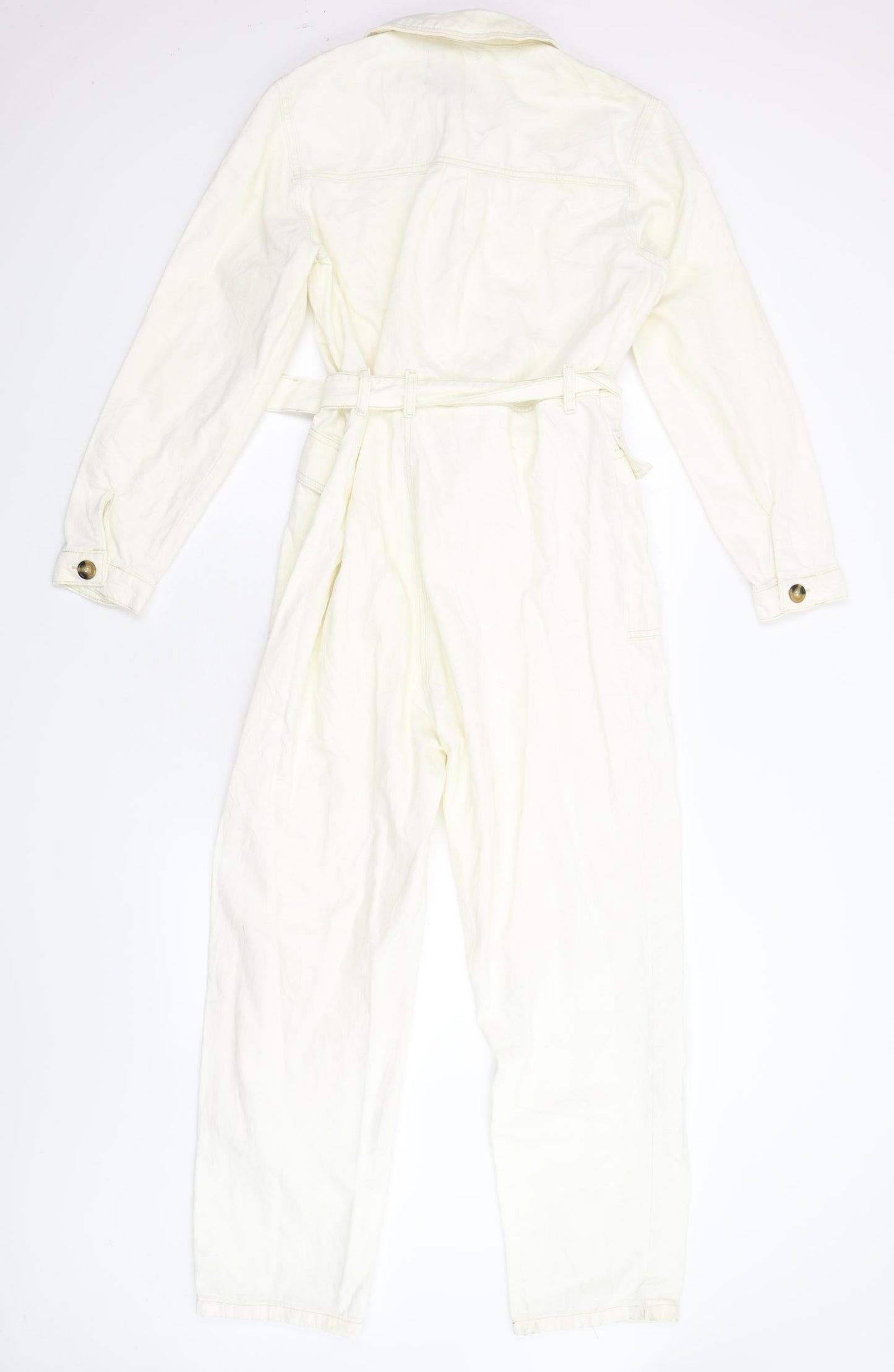 Primark Womens Ivory  Damask Jumpsuit One-Piece Size 14 L27 in