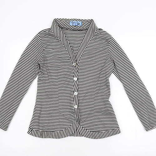 Ma Ena Womens Multicoloured Striped  Cardigan Jumper Size M