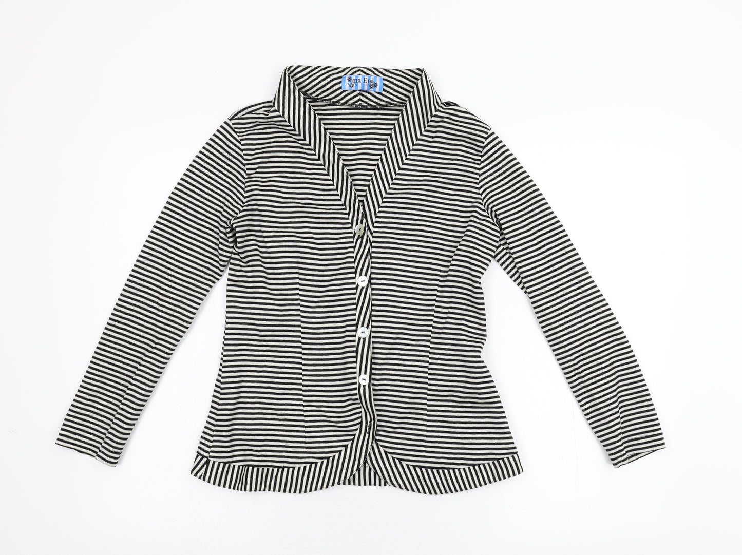Ma Ena Womens Multicoloured Striped  Cardigan Jumper Size M