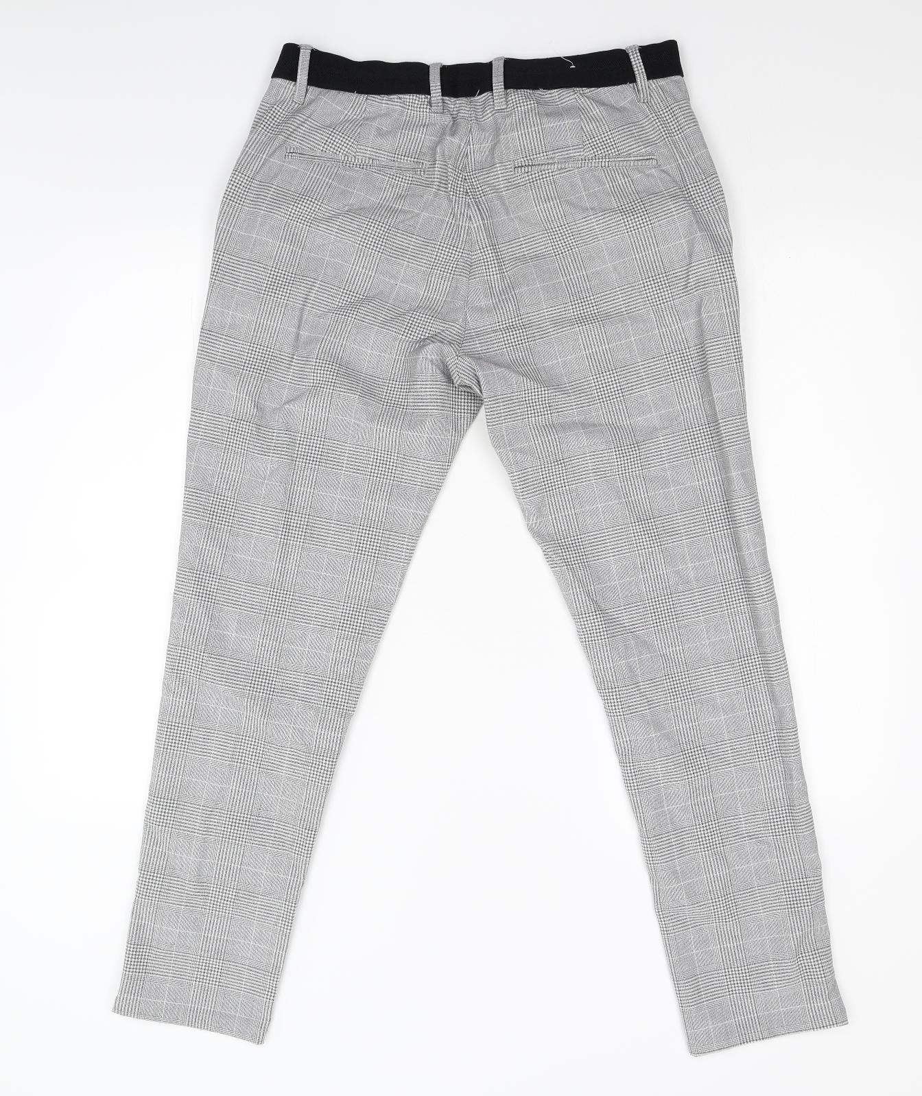 Zara Womens Grey Check  Trousers  Size M L28 in