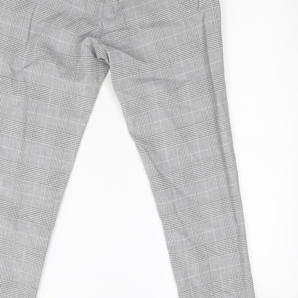 Zara Womens Grey Check  Trousers  Size M L28 in