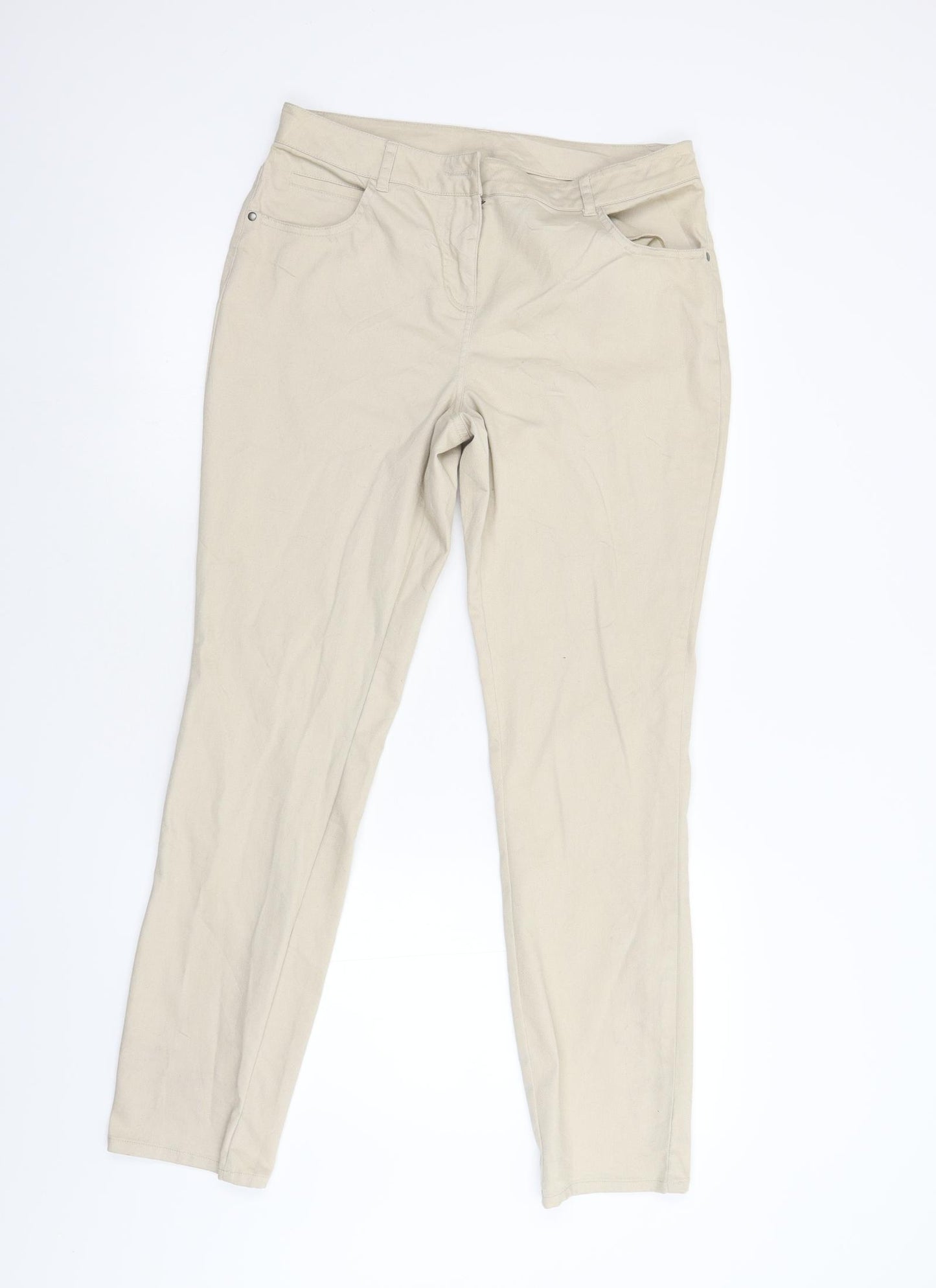 Preworn Womens Beige  Denim Trousers  Size 14 L30 in
