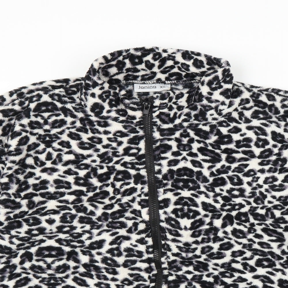 Janina Womens White Animal Print  Jacket  Size XL