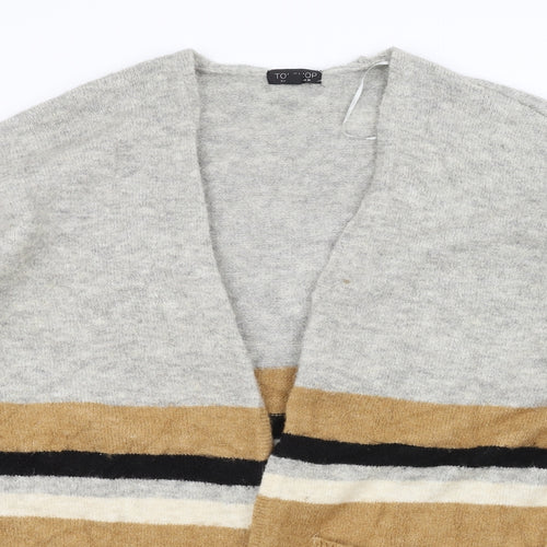 Topman Womens Grey Striped  Jacket Coatigan Size 10