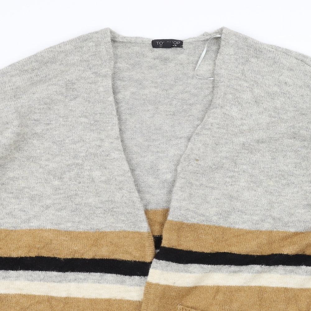 Topman Womens Grey Striped  Jacket Coatigan Size 10