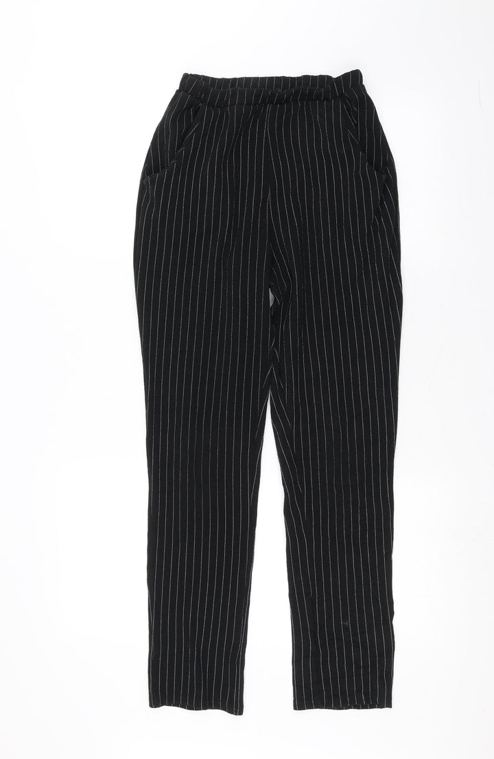 PRETTYLITTLETHING Womens Black Trousers Size 10 L25 in