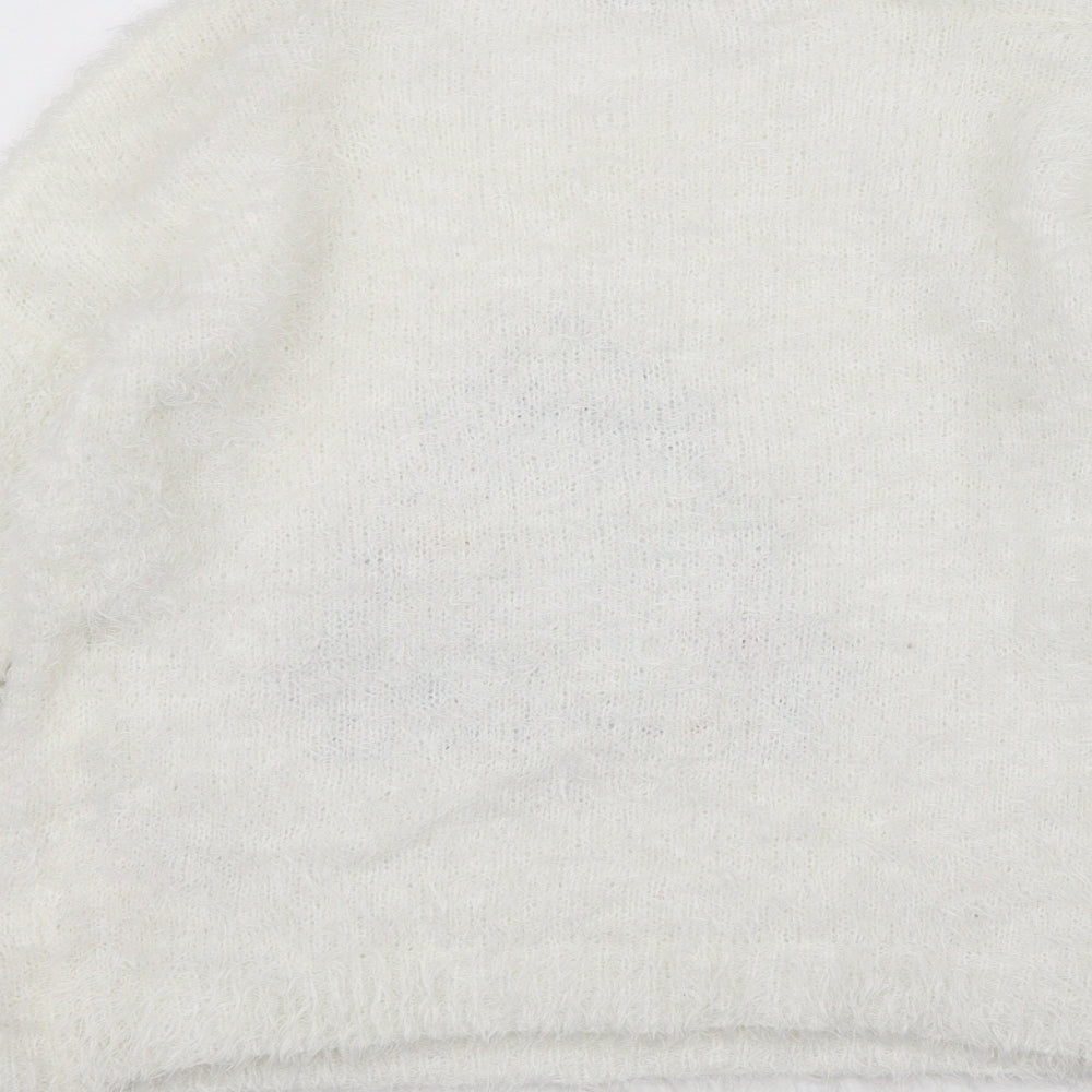 George Girls White  Knit Pullover Jumper Size 11-12 Years  - christmas