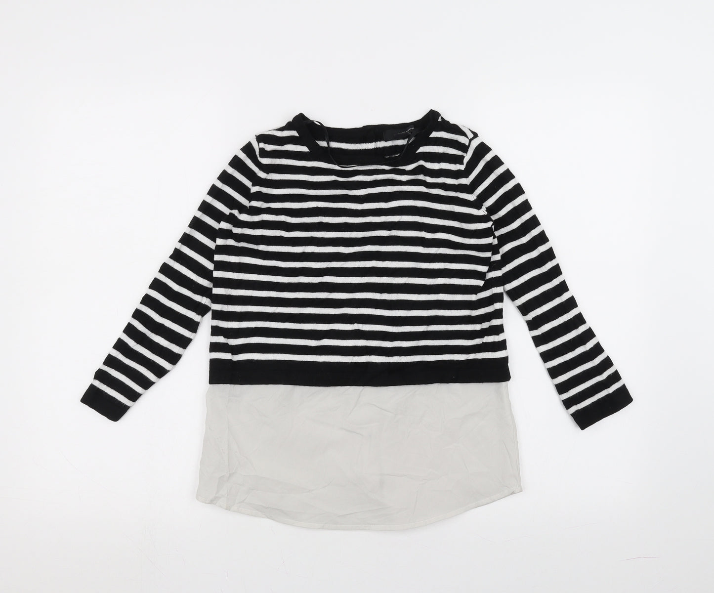 Atmosphere Womens White Striped  Basic T-Shirt Size 4
