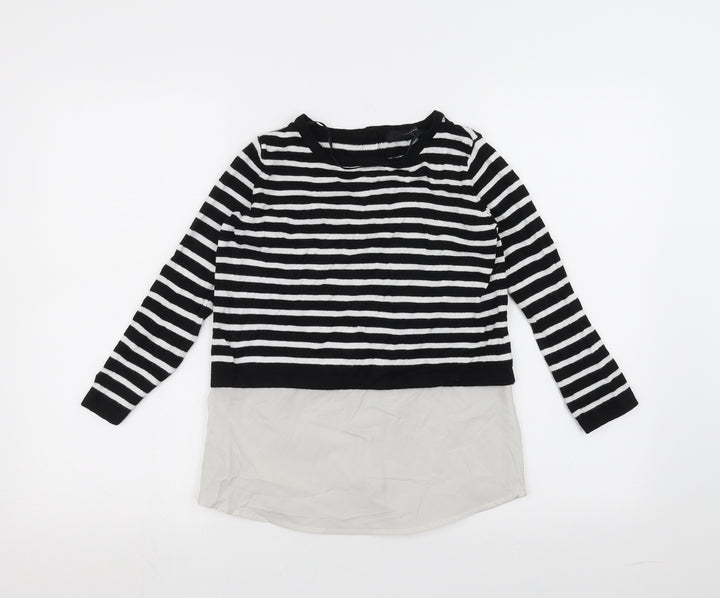 Atmosphere Womens White Striped  Basic T-Shirt Size 4
