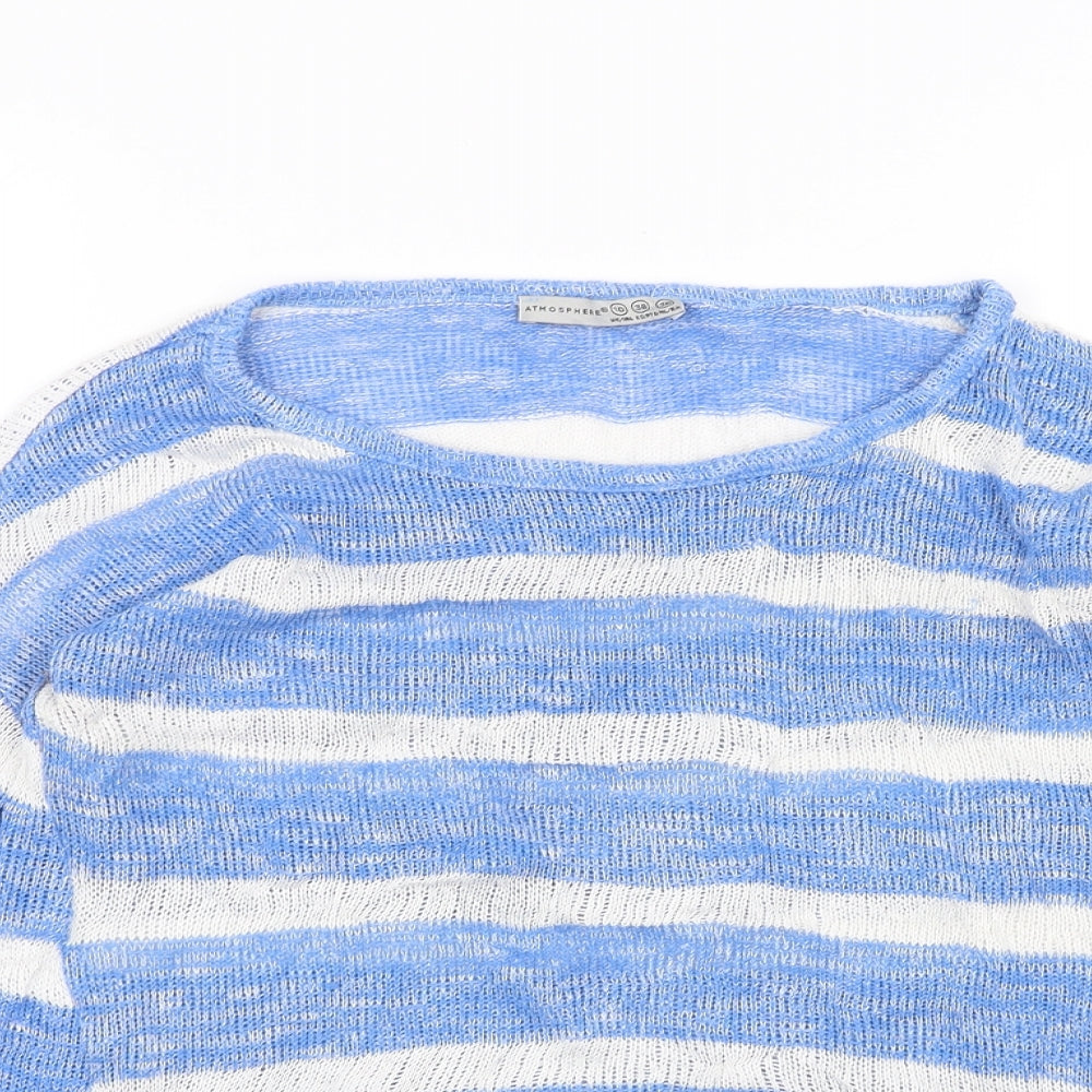 Atmosphere Womens White Striped  Pullover Jumper Size 10