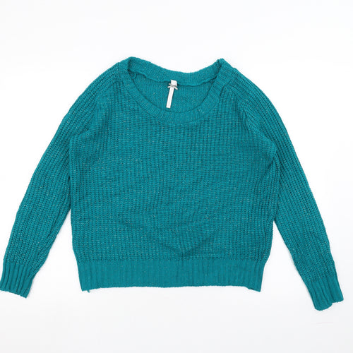 Note Womens Green  Knit Pullover Jumper Size 12