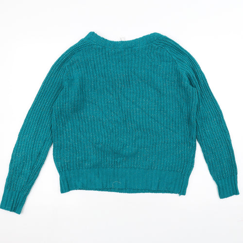 Note Womens Green  Knit Pullover Jumper Size 12