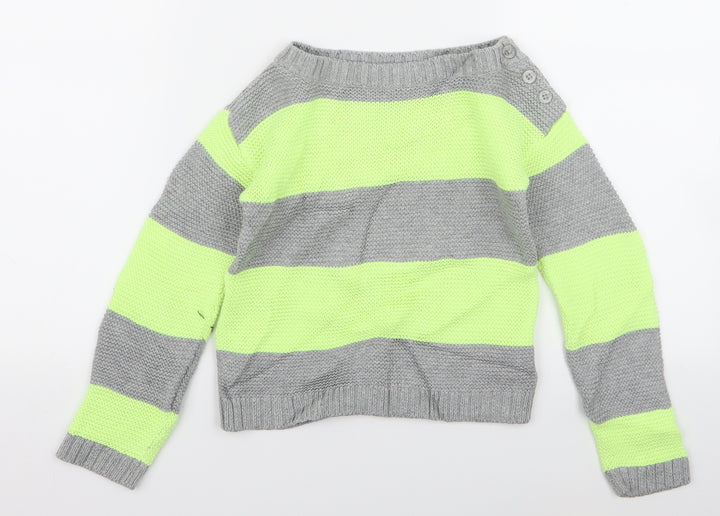 Gap Girls Green Striped Pullover Jumper Size 6 Years