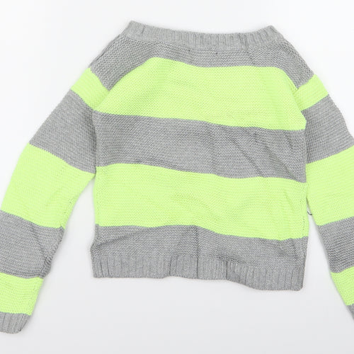 Gap Girls Green Striped  Pullover Jumper Size 6 Years