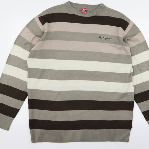 Pod Mens Brown Striped  Pullover Jumper Size M
