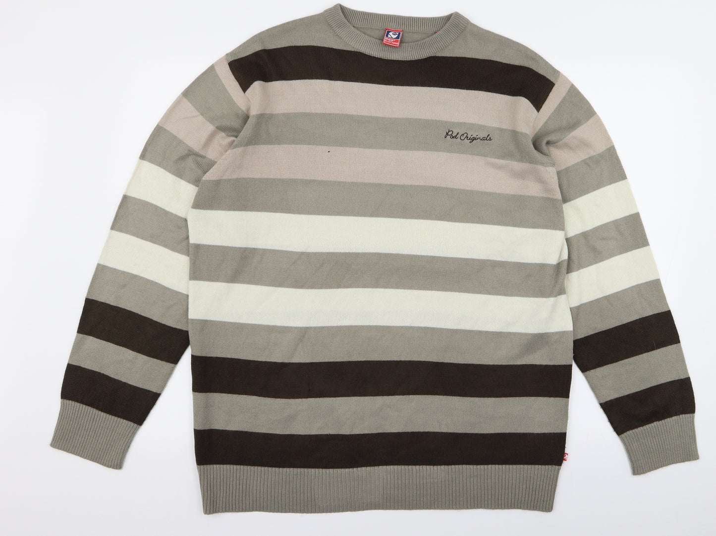 Pod Mens Brown Striped  Pullover Jumper Size M
