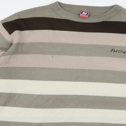 Pod Mens Brown Striped  Pullover Jumper Size M