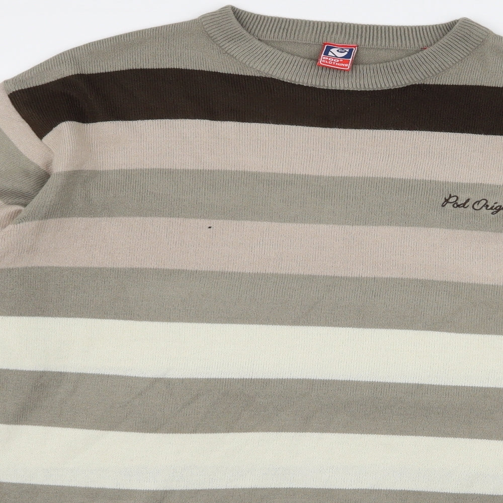 Pod Mens Brown Striped  Pullover Jumper Size M