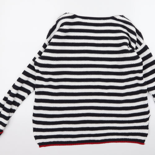 m&s Womens White Striped  Pullover Jumper Size M