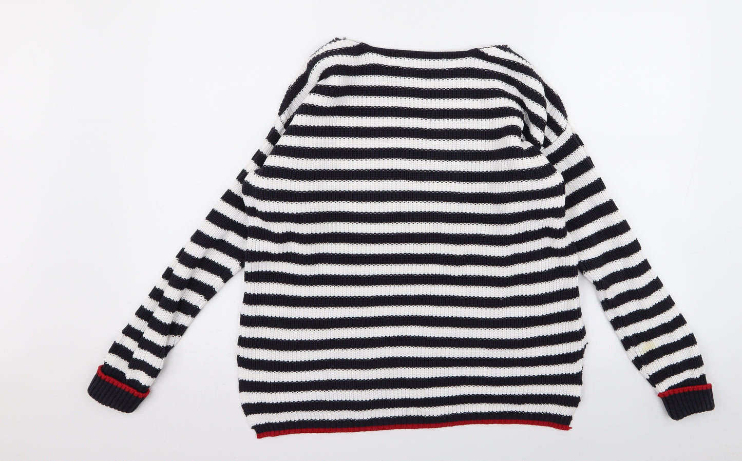 m&s Womens White Striped  Pullover Jumper Size M