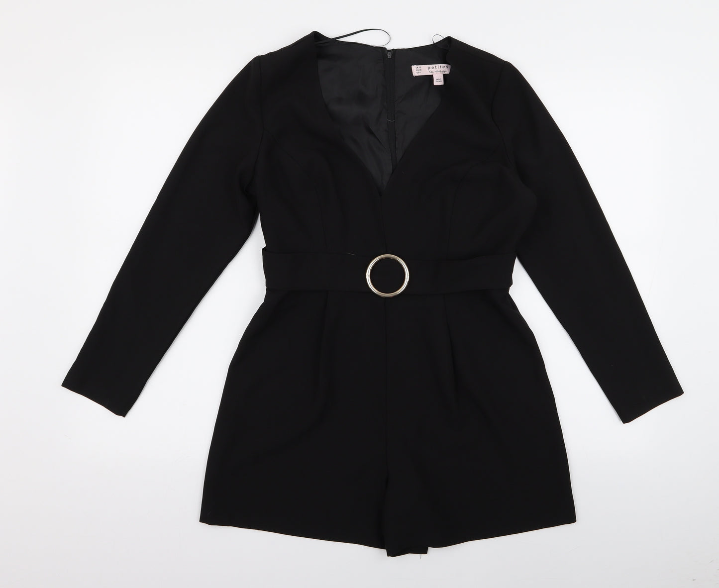 petite Womens Black  Ramie Playsuit One-Piece Size 10