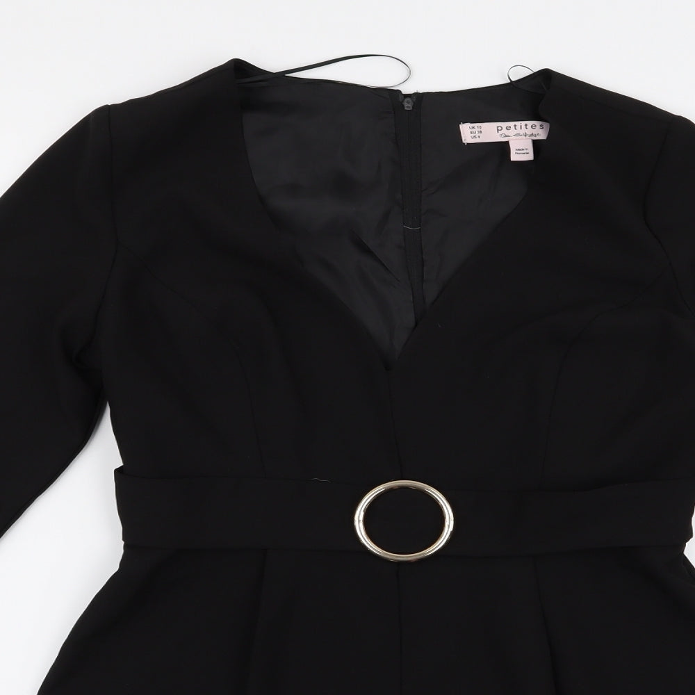 petite Womens Black  Ramie Playsuit One-Piece Size 10