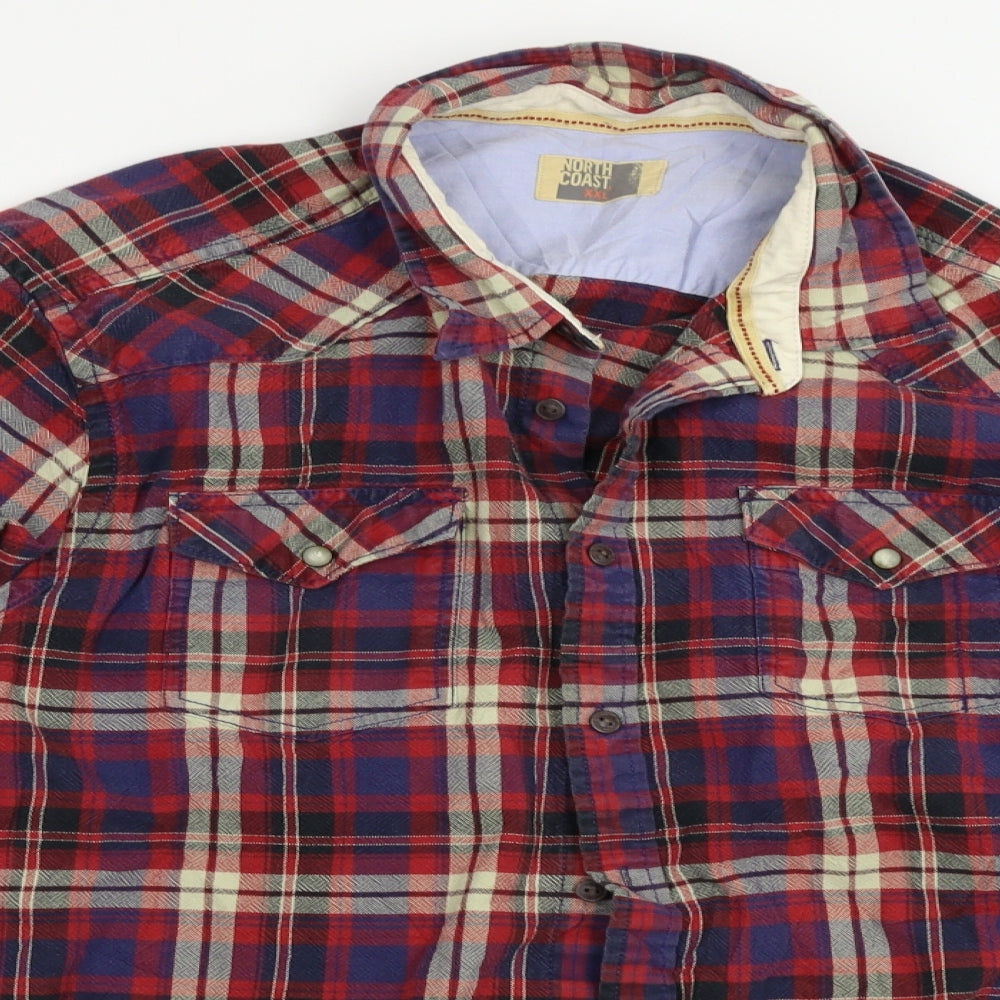 North Coast Mens Multicoloured Check   Button-Up Size 2XL