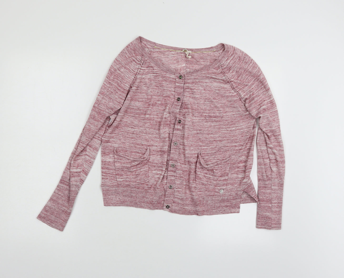 White Stuff Womens Pink Striped  Cardigan Jumper Size M