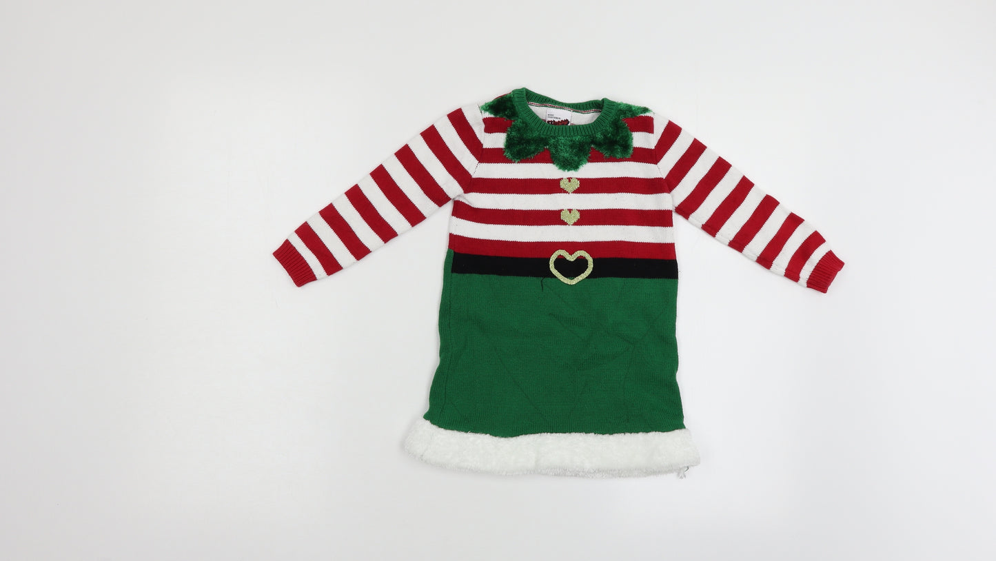 George Girls Multicoloured   Jumper Dress  Size 3 Years  - xmas