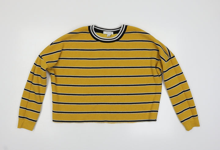 Primark Womens Yellow Striped  Pullover Sweatshirt Size S
