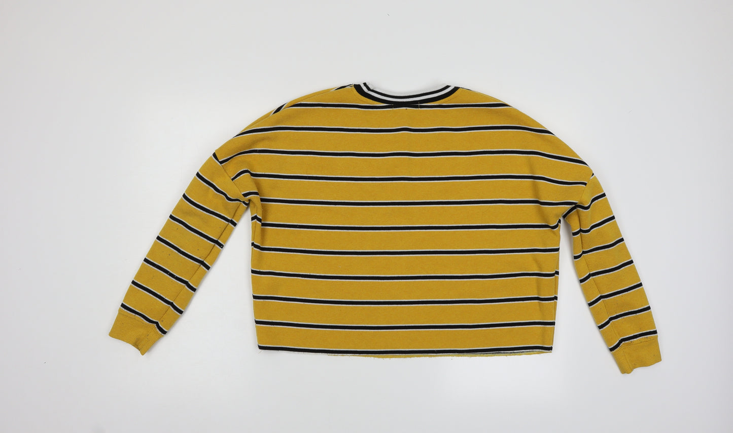 Primark Womens Yellow Striped  Pullover Sweatshirt Size S