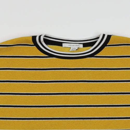 Primark Womens Yellow Striped  Pullover Sweatshirt Size S