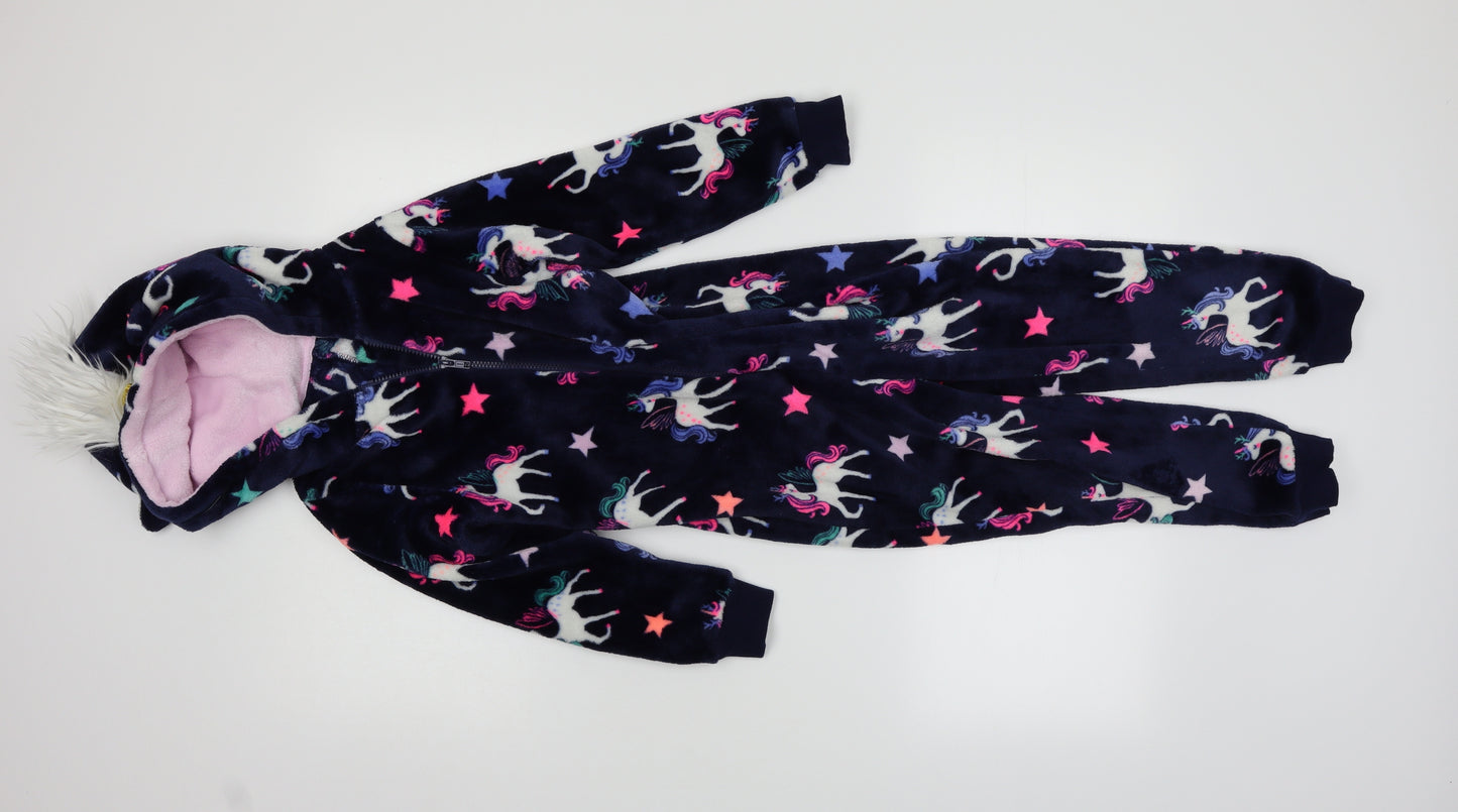 Preworn Girls Multicoloured Geometric Fleece  Bodysuit Size 7 Years