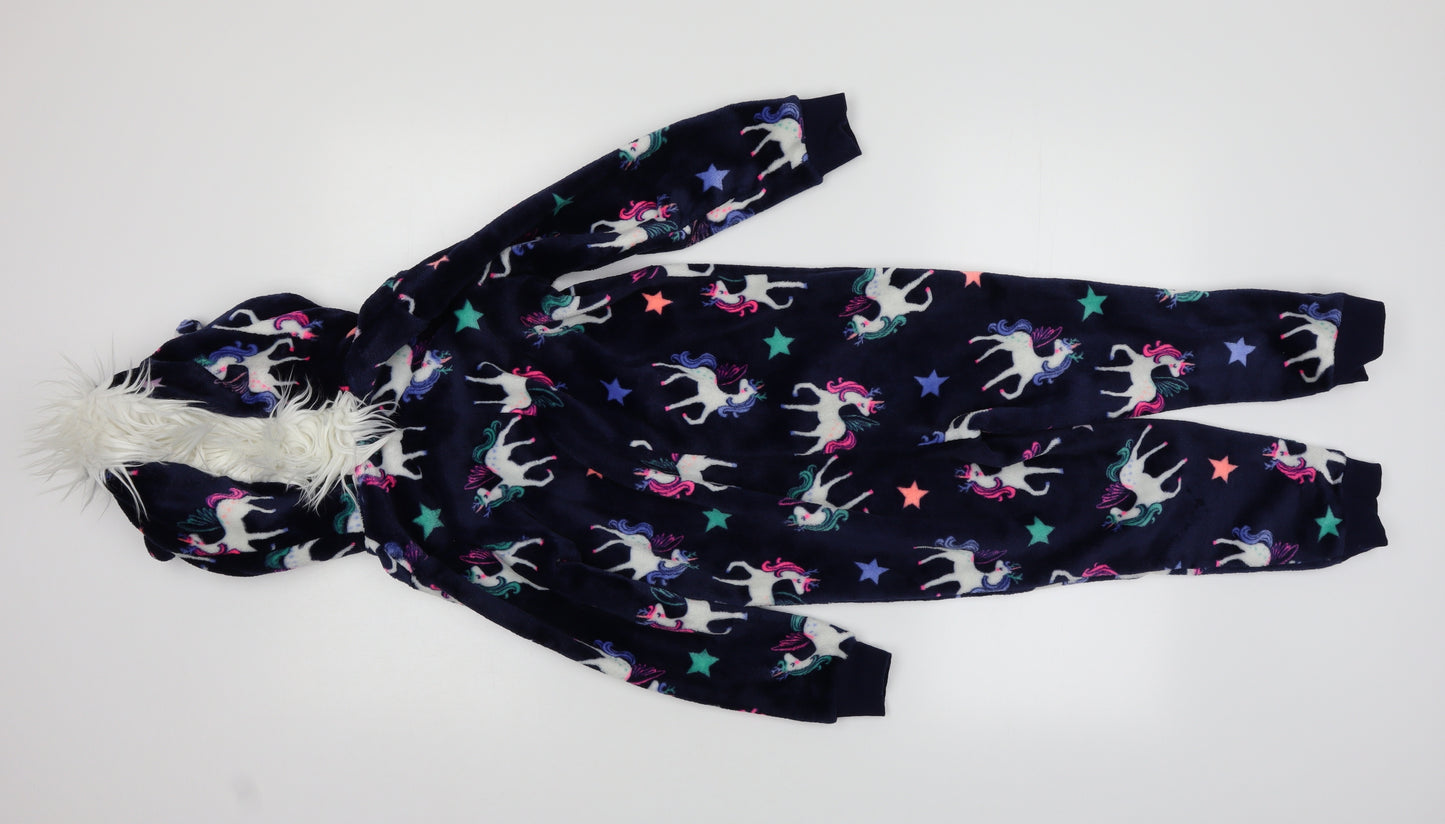 Preworn Girls Multicoloured Geometric Fleece  Bodysuit Size 7 Years