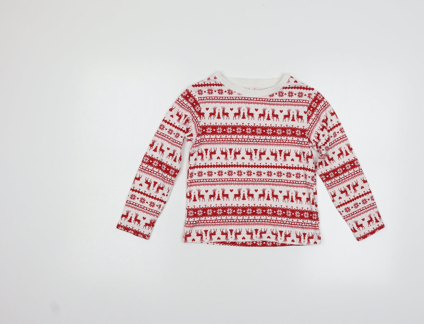 Preworn Boys Red Fair Isle  Pullover Jumper Size 6 Years