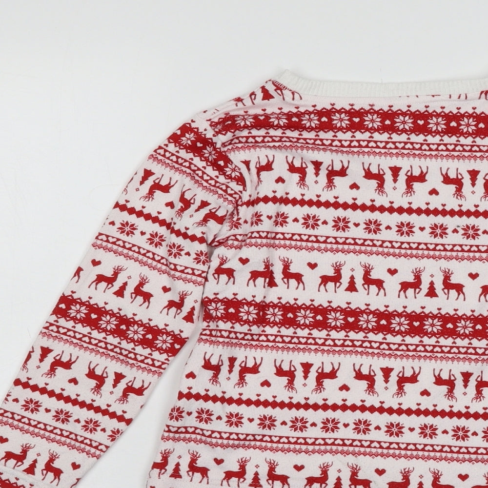 Preworn Boys Red Fair Isle  Pullover Jumper Size 6 Years