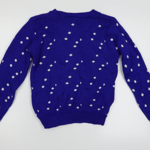 Gazelle London Girls Blue Polka Dot  Pullover Jumper Size 11 Years