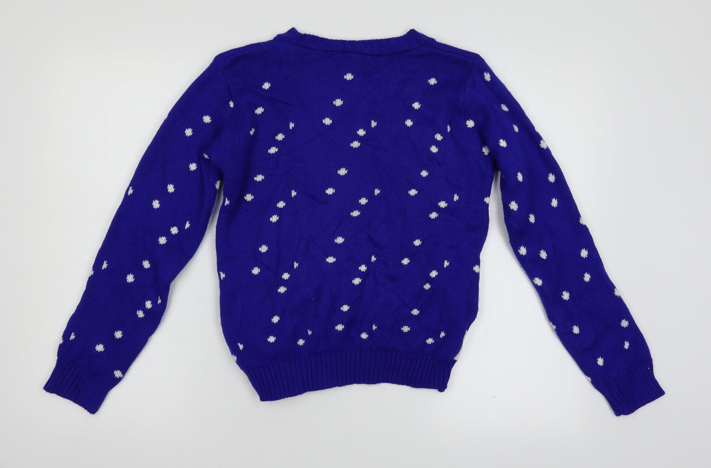 Gazelle London Girls Blue Polka Dot  Pullover Jumper Size 11 Years