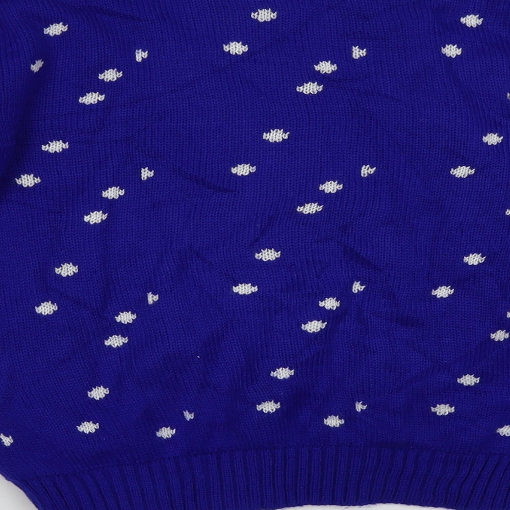 Gazelle London Girls Blue Polka Dot  Pullover Jumper Size 11 Years