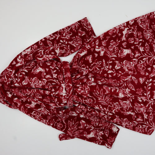 M&S Womens Red Floral  Kimono Pyjama Top Size 8