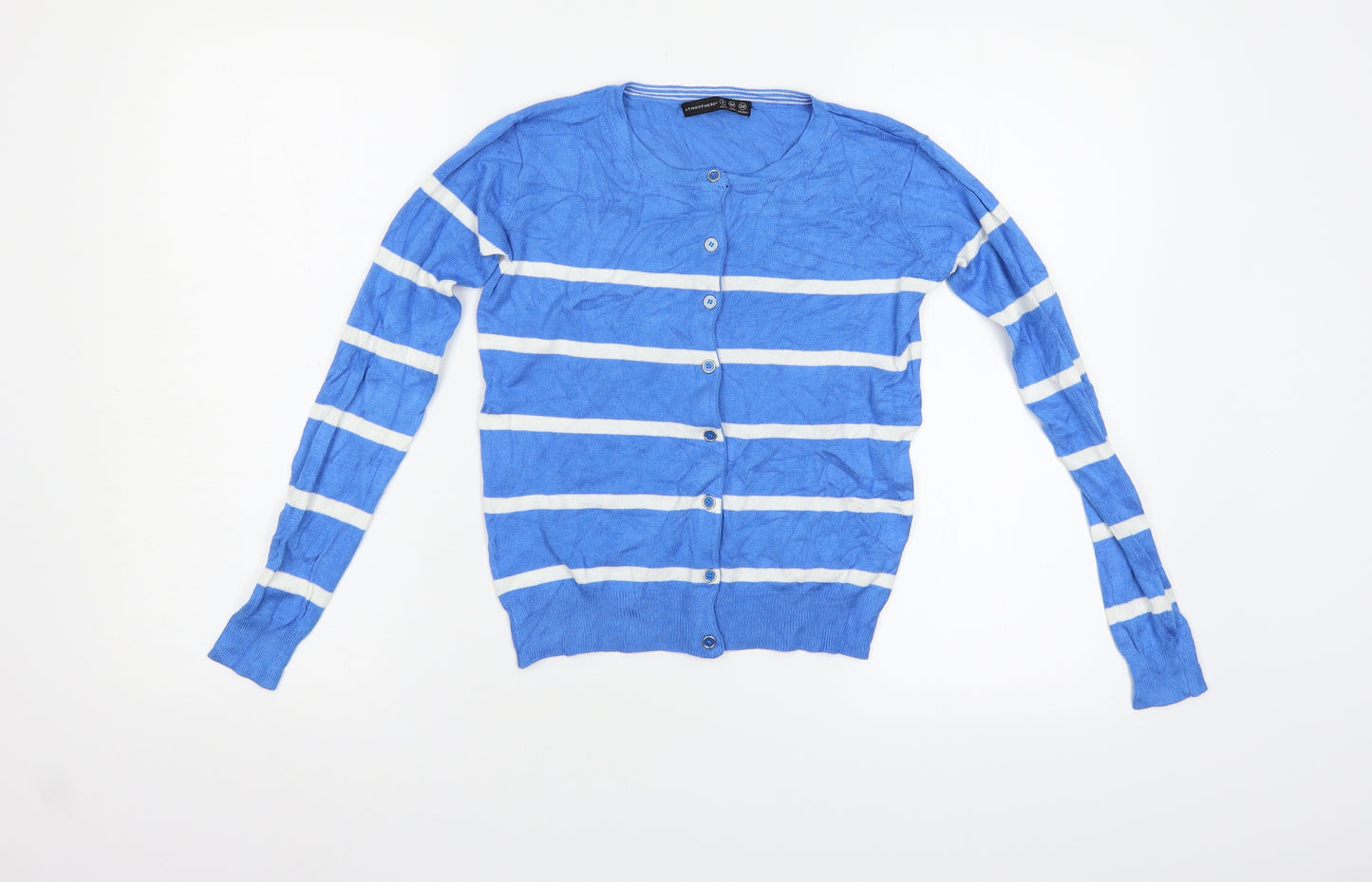Atmosphere Womens Blue Striped  Cardigan Jumper Size 6