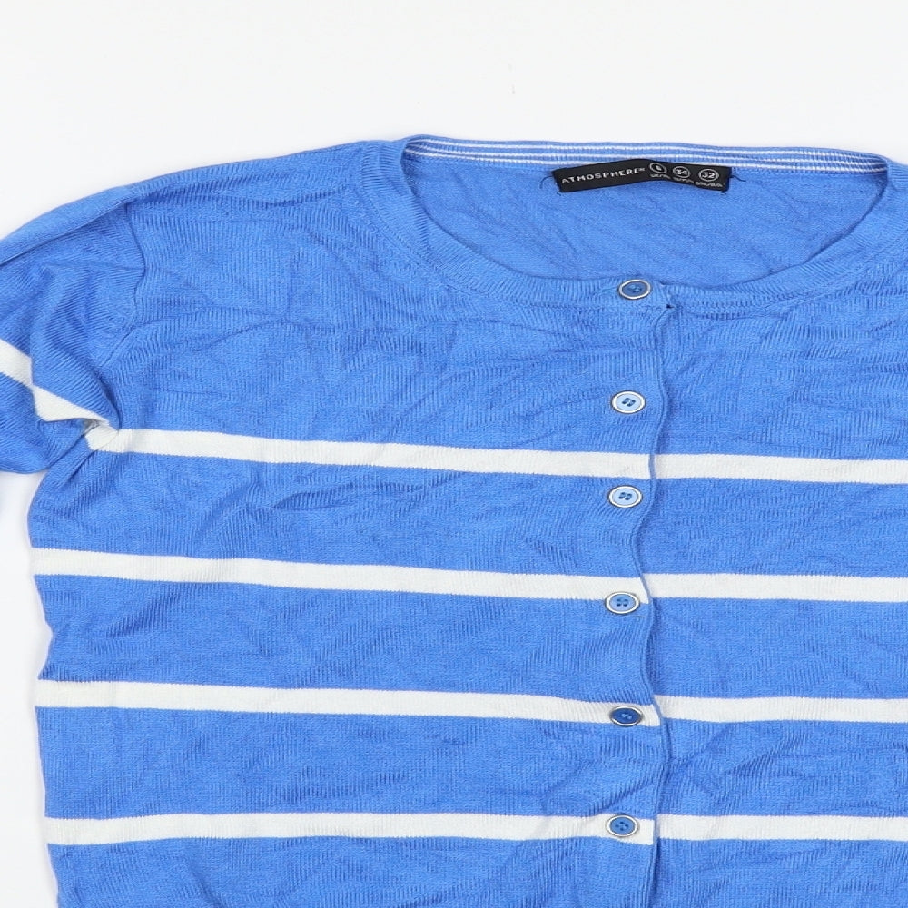 Atmosphere Womens Blue Striped  Cardigan Jumper Size 6