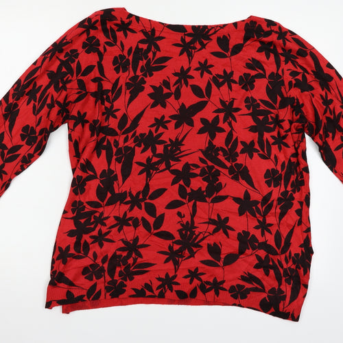 Papaya Womens Red Floral  Pullover Jumper Size 14