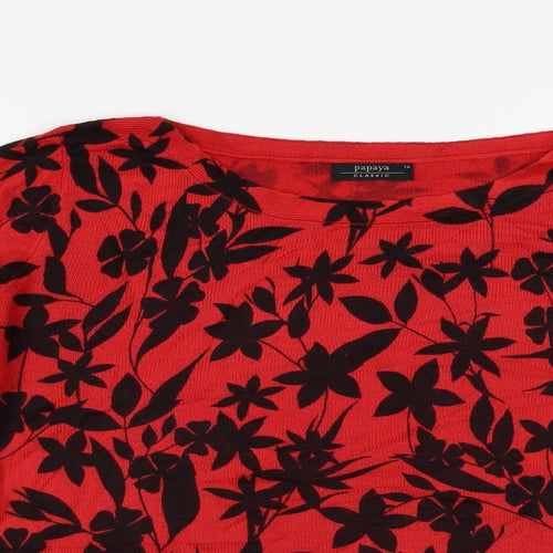 Papaya Womens Red Floral  Pullover Jumper Size 14