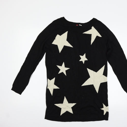 H&M Womens Black Geometric  Pullover Jumper Size 10