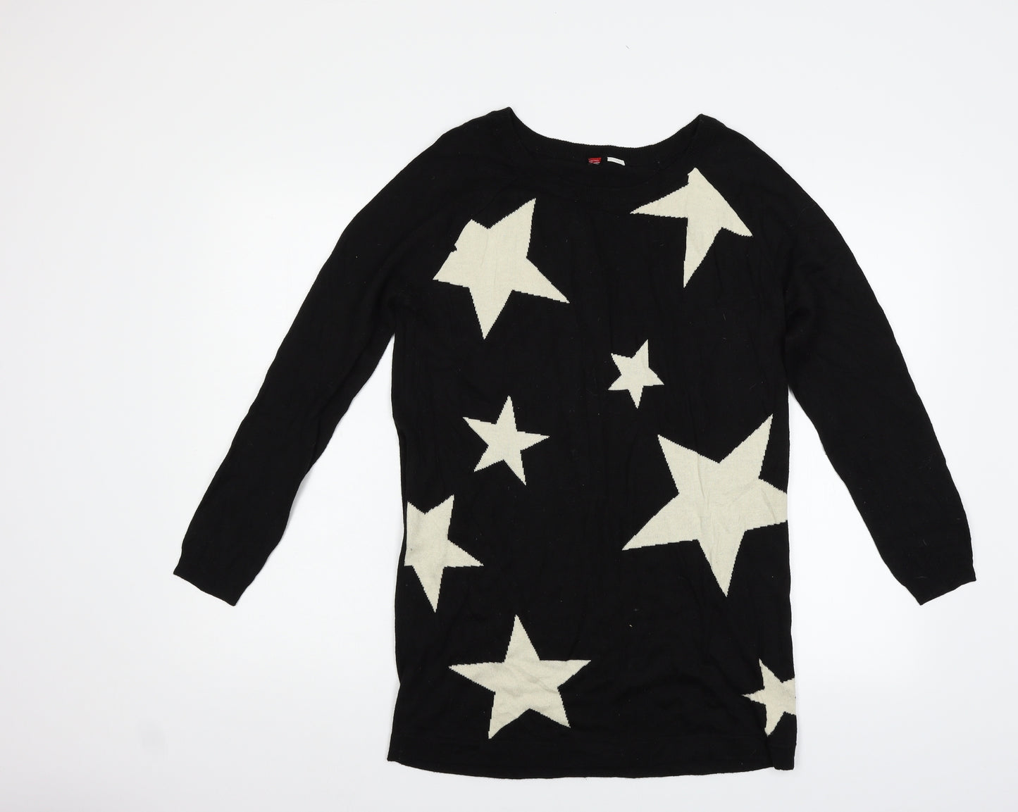 H&M Womens Black Geometric  Pullover Jumper Size 10