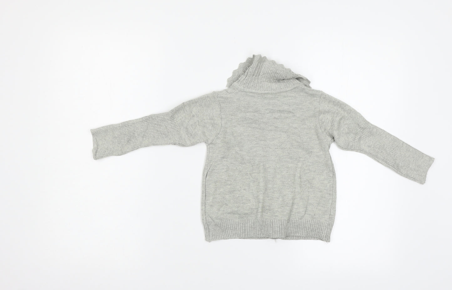 Preworn Girls Grey   Cardigan Jumper Size 3 Years