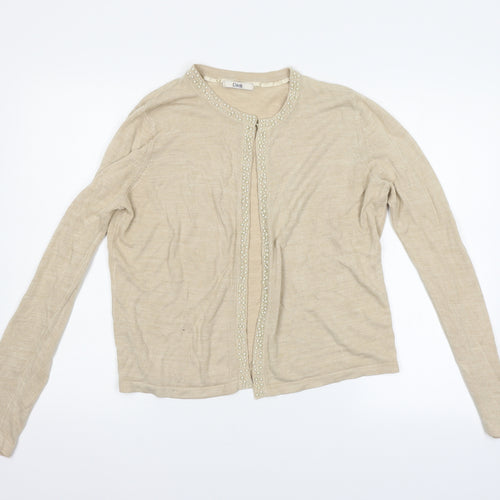 M&S Womens Beige   Cardigan Jumper Size 14  - Beaded